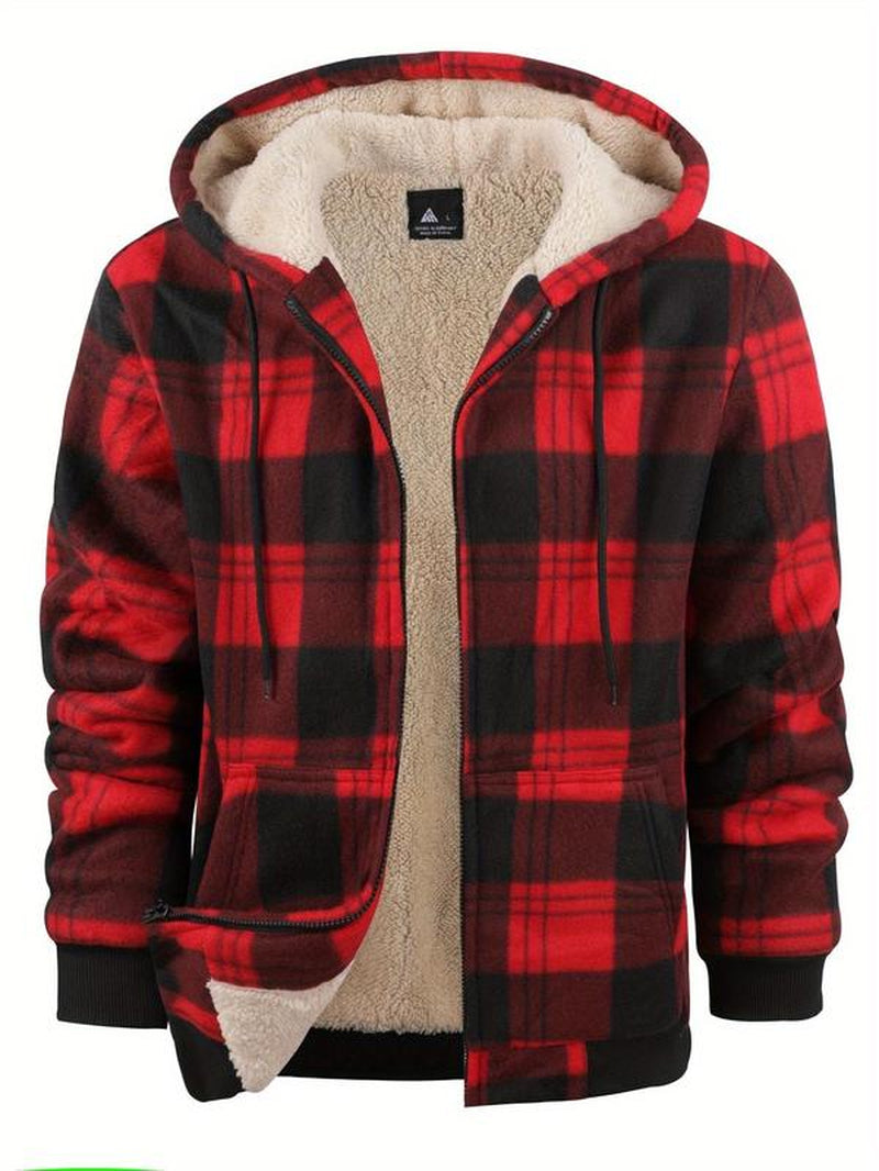 Cozy Plaid Sherpa-Lined Hooded Jacket