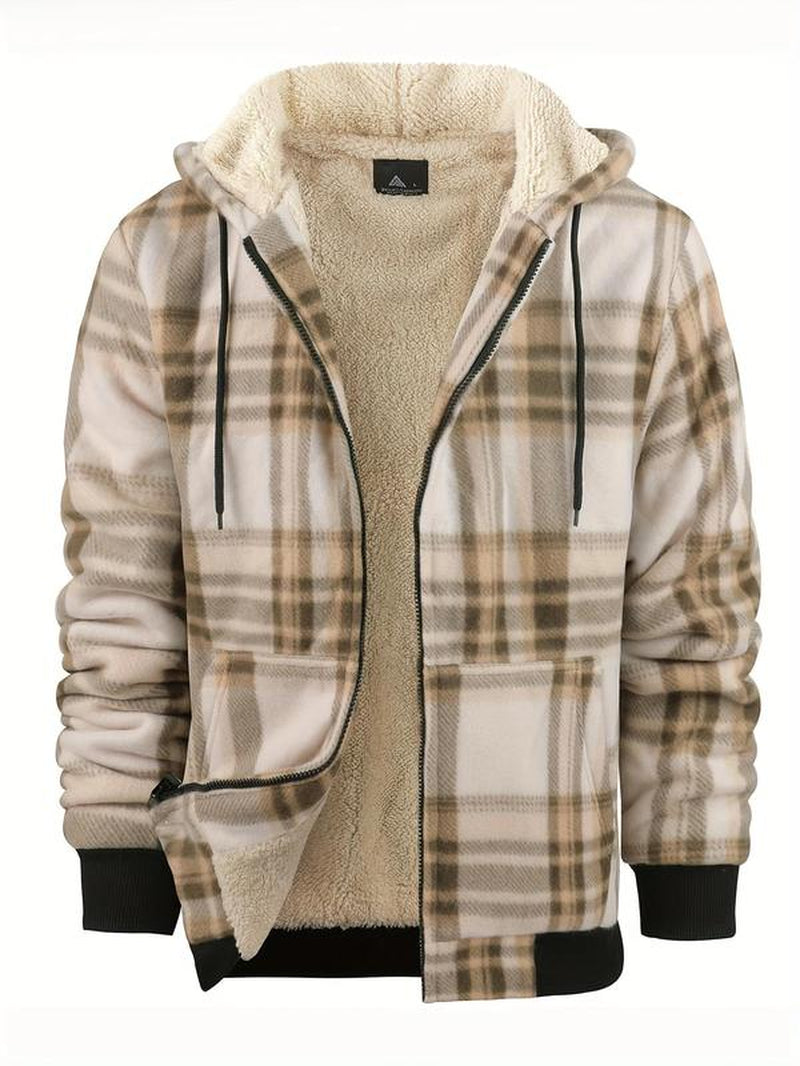 Cozy Plaid Sherpa-Lined Hooded Jacket