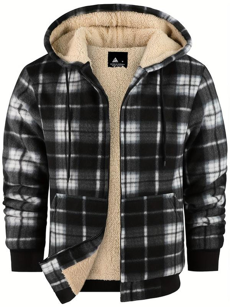 Cozy Plaid Sherpa-Lined Hooded Jacket